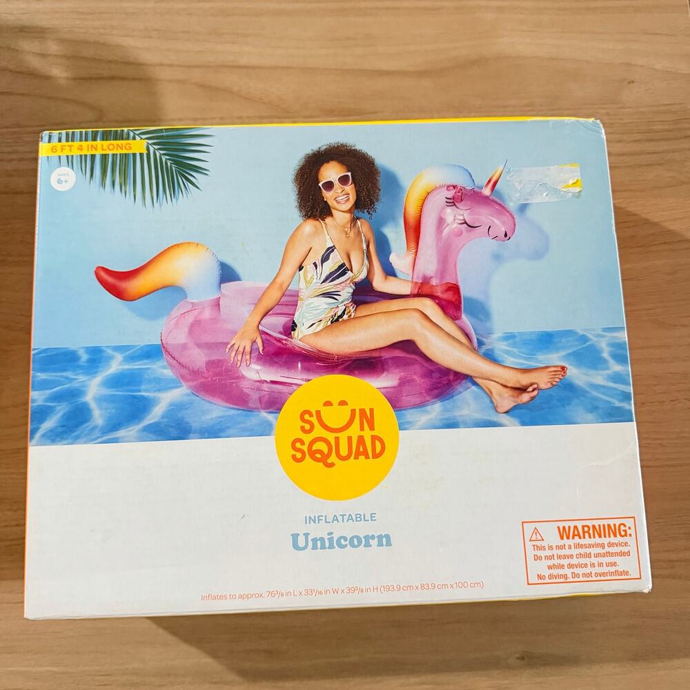Sun Squad Inflatable Unicorn 6x4 Feet Adult Pool Swim Summer NEW